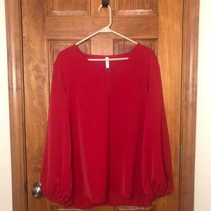 Red Balloon Sleeve Blouse